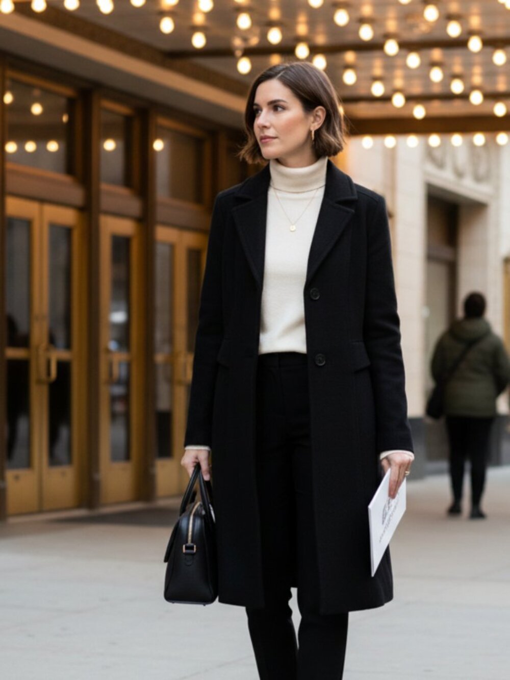 Gallery Walker Coat NWT Black Small Wool Blend Long Classic Winter Overcoat